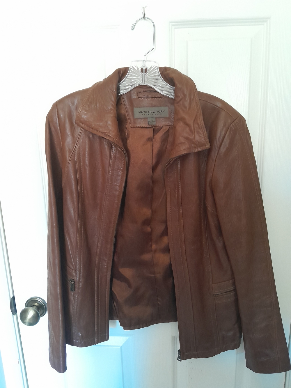 100% Lambskin Marc New York Women's Brown Leather Jacket